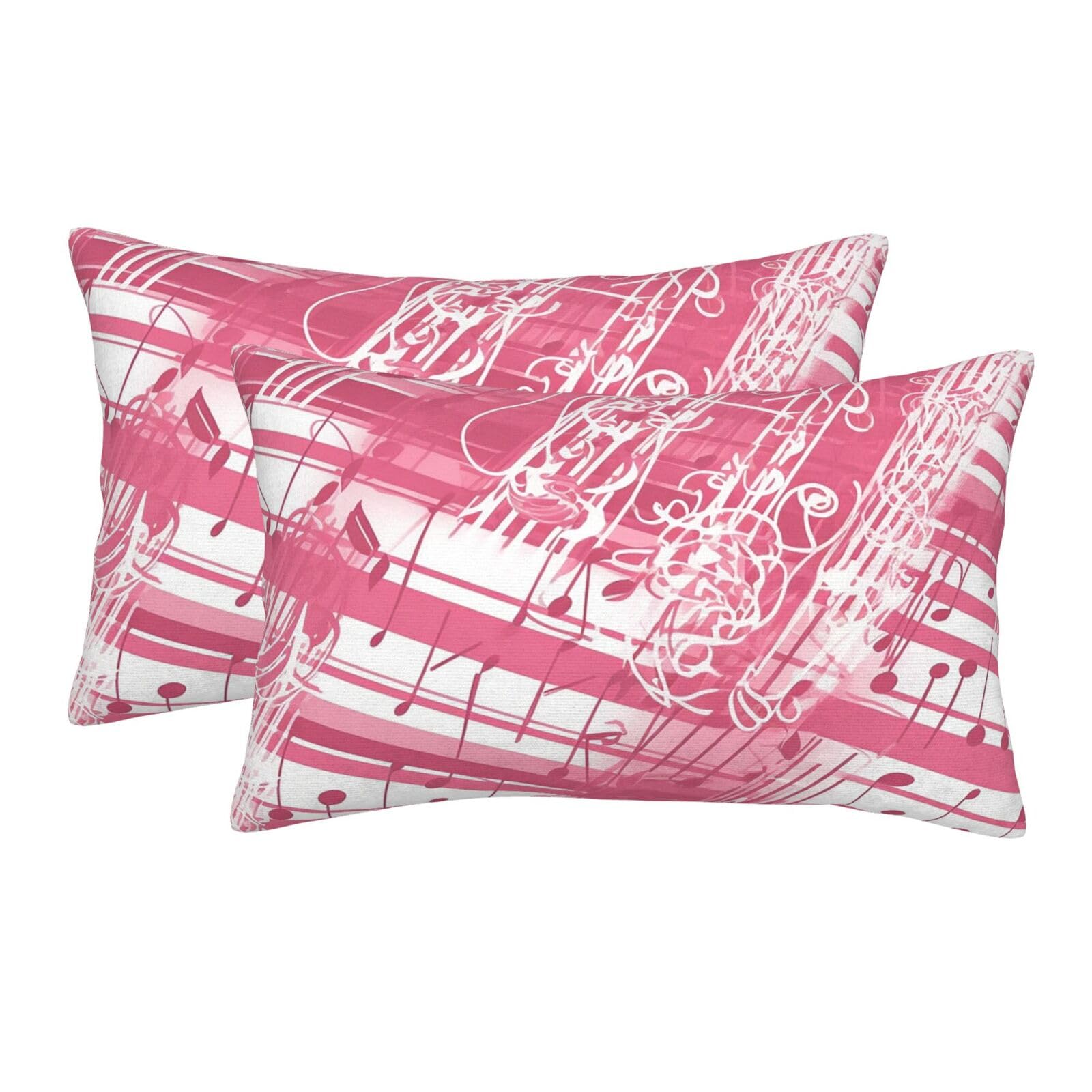 2 Pack Standard Size Pillow Cases for Hair and Skin Soft Breathable Pillow Case Covers with Hidden Zipper Piano Music Notes Pillowcase 20"x30" Pillow Cover for Sleeping Gift