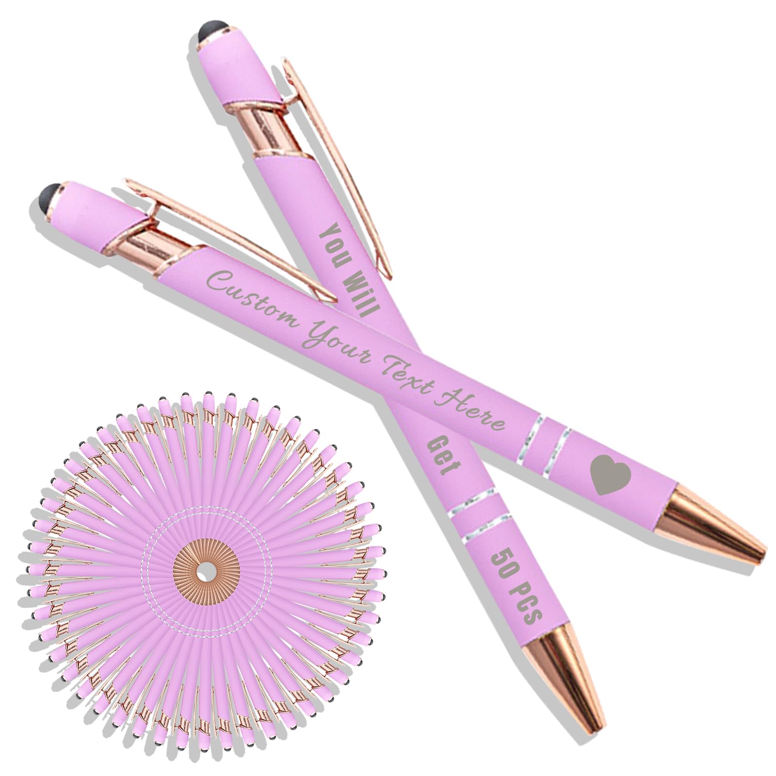 Générique Stylo Personnalisé avec Texte/Icône Gravé, Personnalisable 2-1 Stylo Multifonction avec Stylet, Multicolore, 50 Pièces