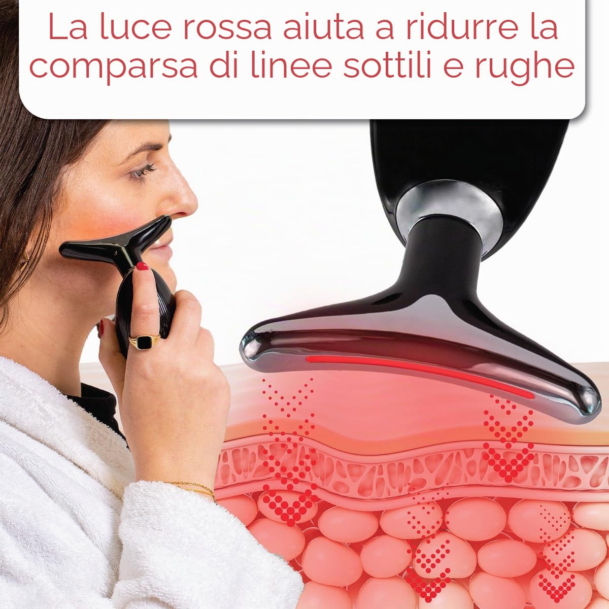 STYLPRO Fabulous Firmer Massaggiatore LED per viso e collo - Terapia della luce LED per il rafforzamento, il sollevamento, la riduzione delle rughe e il rassodamento della pelle