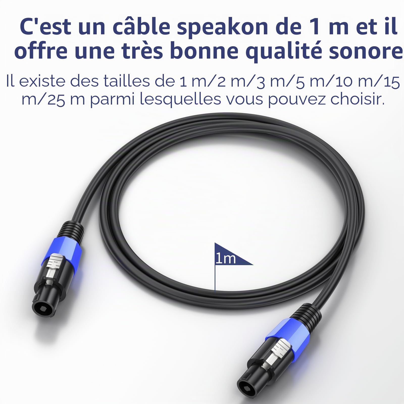 GCTBL 5M 2pack Speakon à Speakon câbles mâle à mâle professionnel DJ/PA amplificateur Audio haut-parleur câble