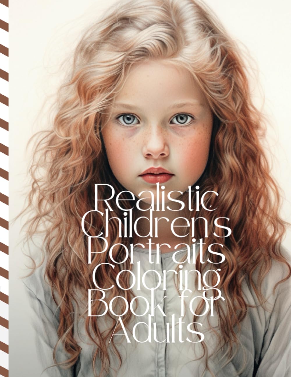 Adult Coloring book Cute Realistic Childern Portraits Greyscale