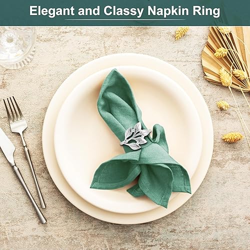 Miniatura 4 de Servilleteros plateados  20 piezas a granel de servilletas de hojas anillos para Servilletas Servilletas de mesa Servilletas Soportadores para