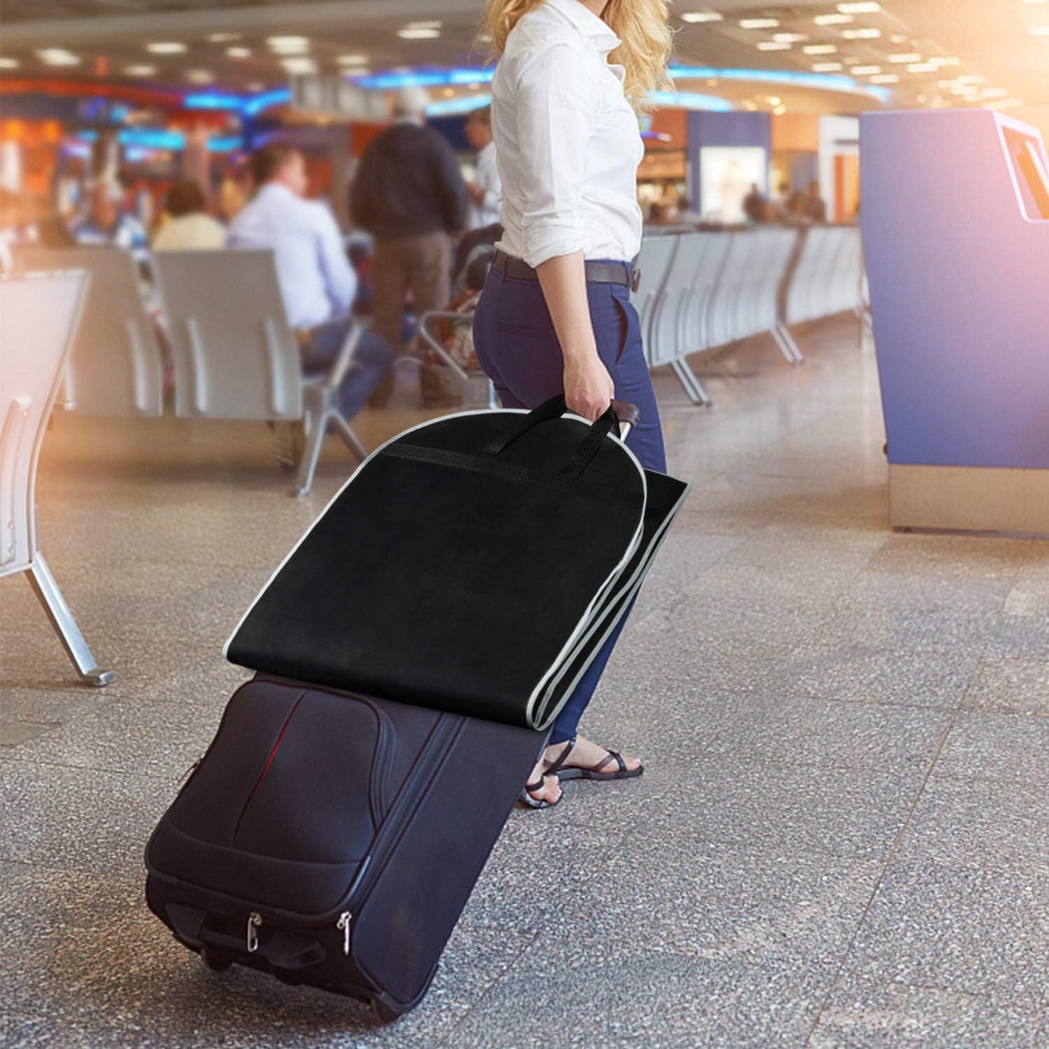 Portatrajes Funda Traje Bolsas Para Ropa, Bolsas De Viaje Para Trajes, Funda De Traje Con Fuelle De 4 Pulgadas Para Almacenamiento En Armario Con Asas Para Abrigos, Chaquetas Y Vestidos, 2 Uds. Funda
