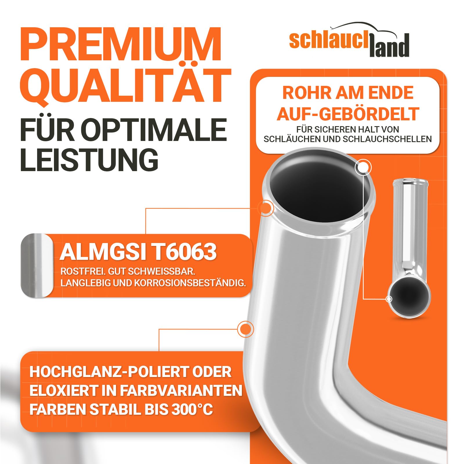 90° ALU-ROHRBOGEN AD-Ø 38mm silber Alurohr poliert & gebördelt | AUSWAHL FARBEN & GRÖSSEN | Alu-Rohr-Bogen DIN EN T6063 Grad Aluminium Rohr Winkel Motor KFZ LLK Bogen Turbo Schlauch-Verbinder