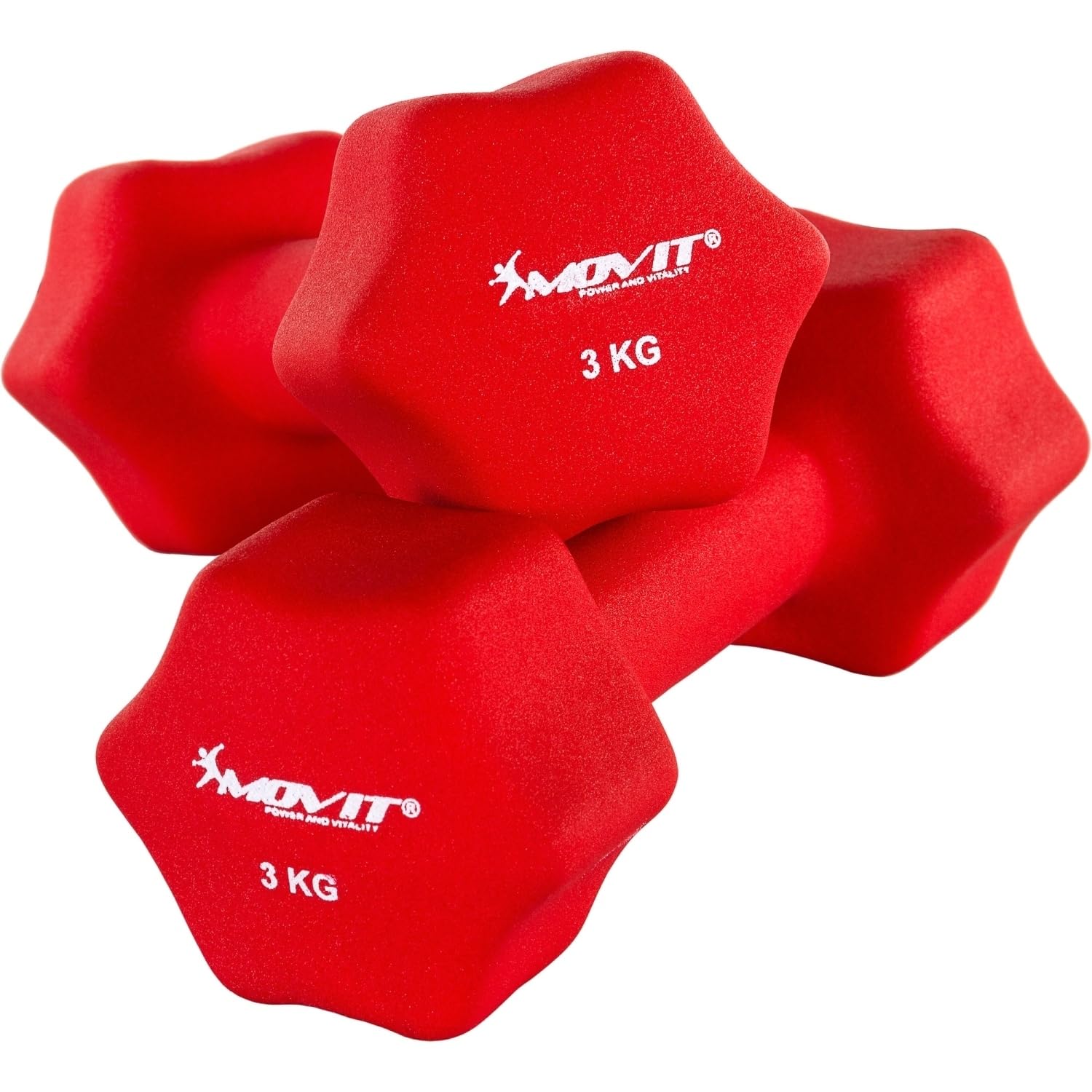 MOVIT Lot De 2 Haltères En Néoprène, Haltères Courts Avec Surface En Néoprène, 2x 1,0kg Jaune
