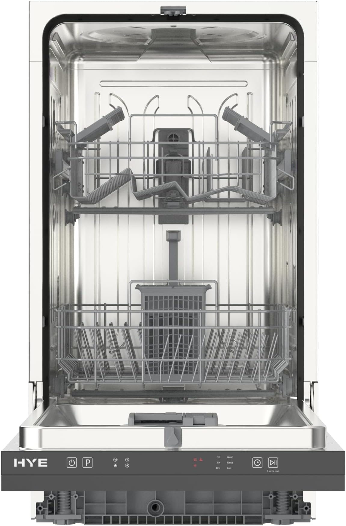 HYE Dishwasher - Slimline Dishwasher With 9 Place Settings, 49cm, Compact & Built-In Design, Silver, ECO Program, Quick Wash, Quiet Operation (49 dB) - DW01B09PS19