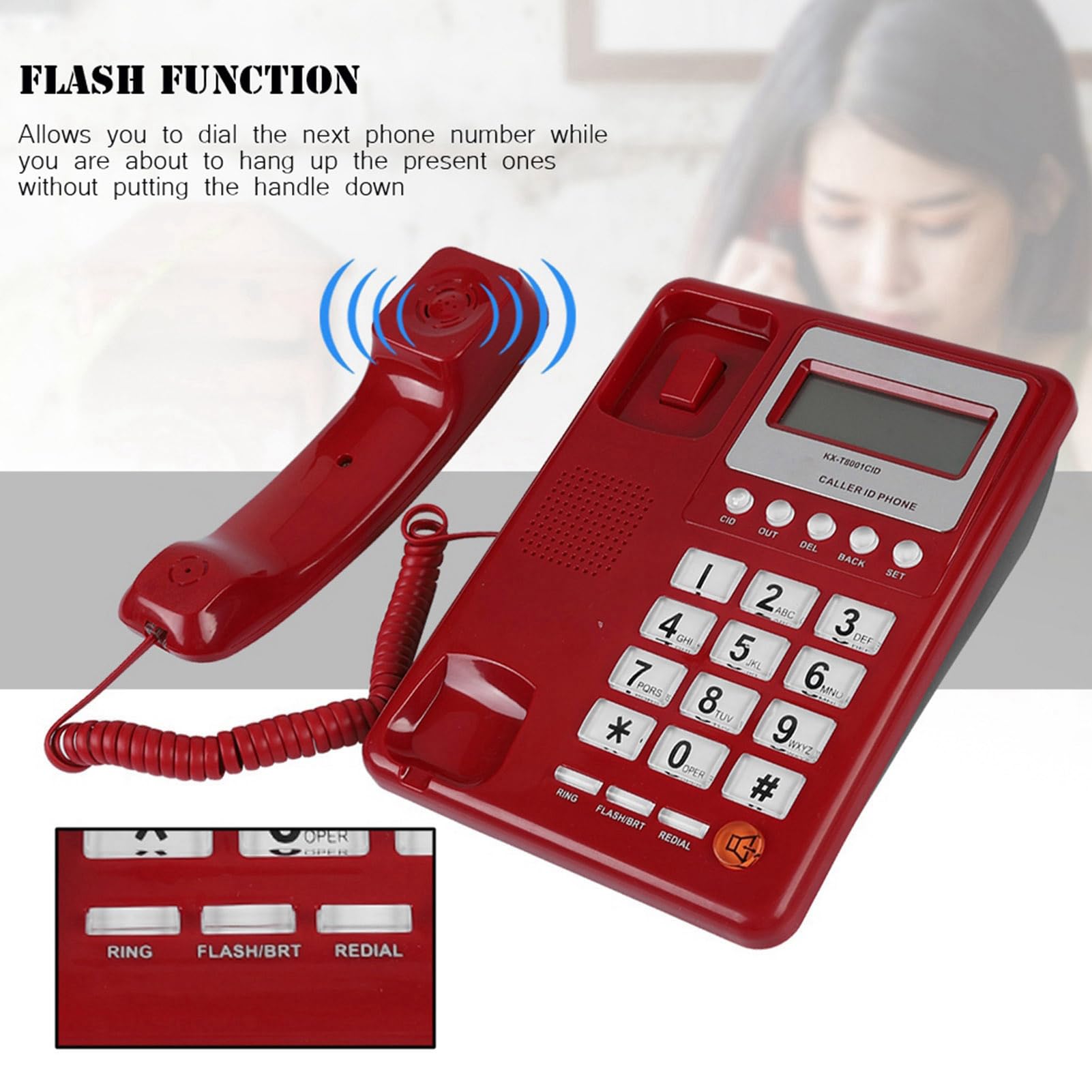 Corded Phone Landline Telephone With FSK / DTMF Caller ID,Ringtone Adjustment,Support Callback For Home Office Telefono Fijo - View #4