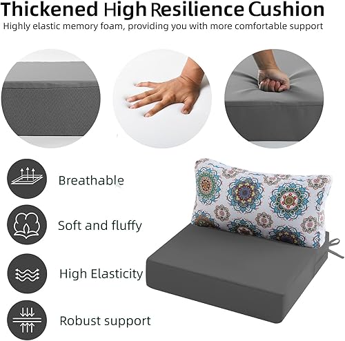 Miniatura 2 de Cojines de exterior para muebles de patio de 26.5 x 26.5 pulgadas, cojines de asiento para exteriores con funda extraíble impermeable resistente a