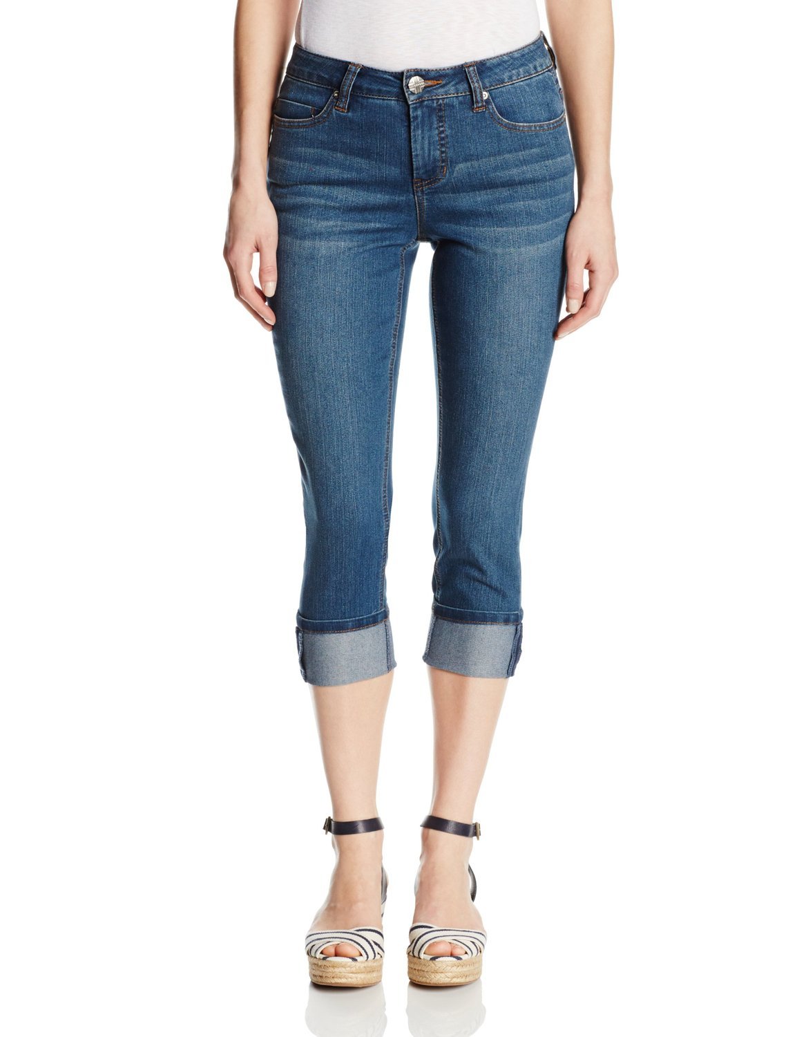 Liverpool Jeans Company Women's Michelle Wide-Cuff Capri