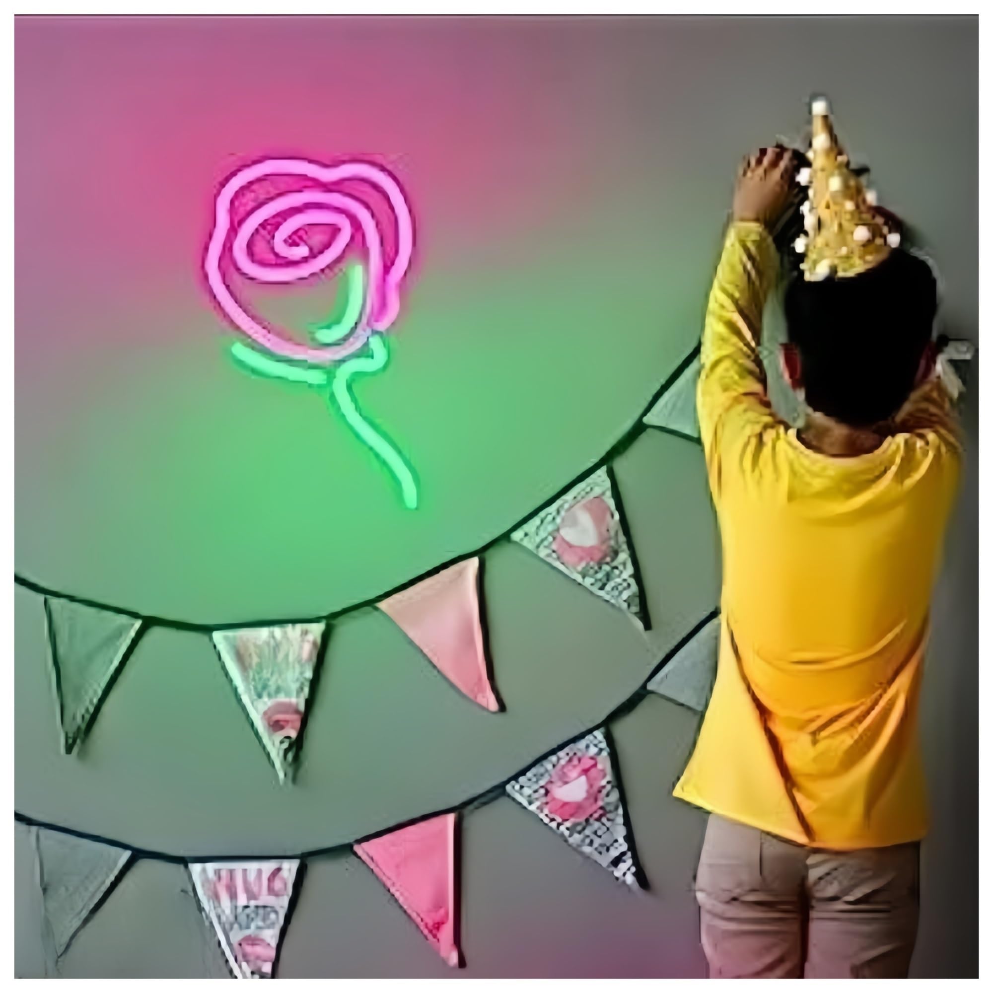 Fiore di per rosa per insegna al per neon per alimentazione per dimmerabile 22,5 cm × 36 neon