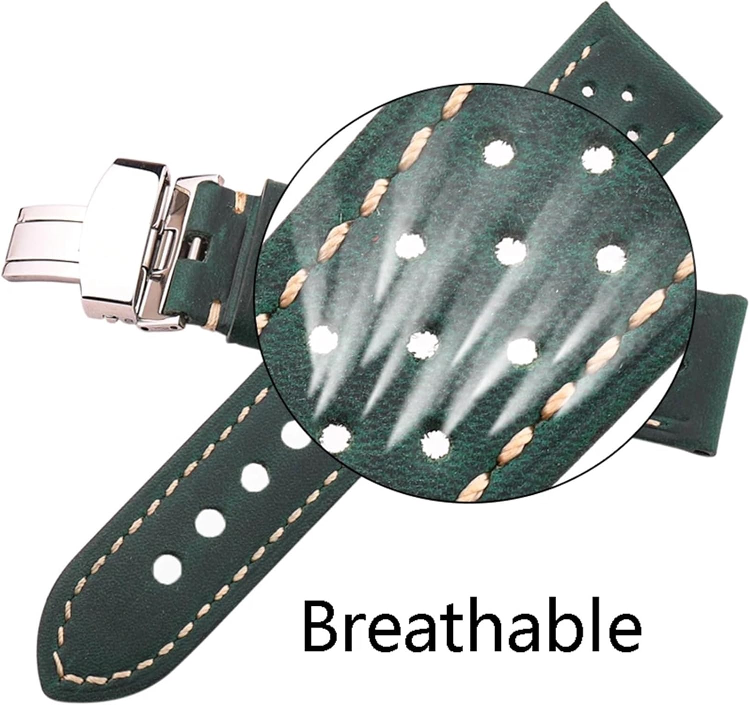 FenGQin 20mm Genuine Leather, 22mm, 24mm Cowhide Vintage Strap with Unfolded Buckle Suitable for Watch 3 4
