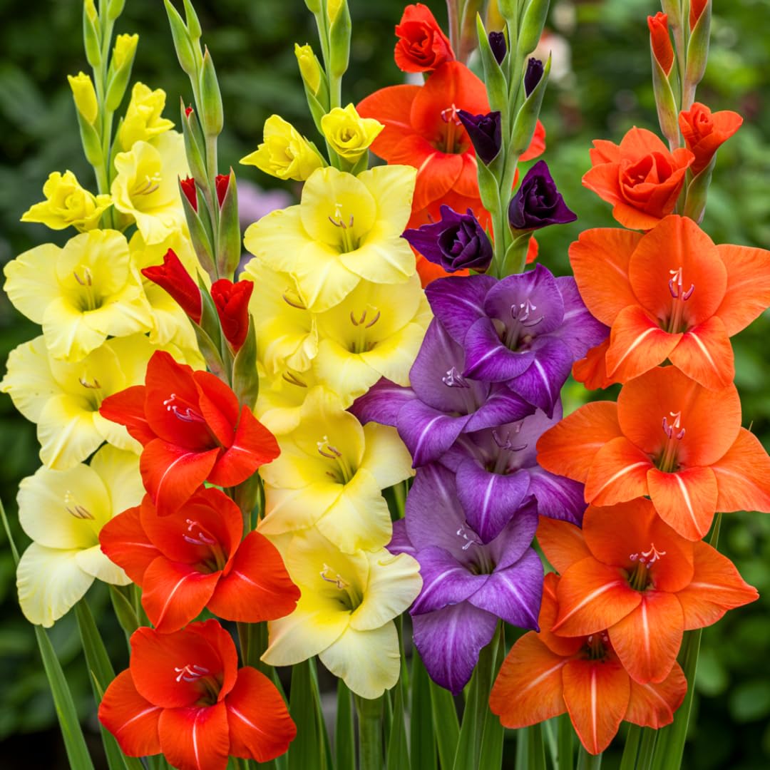 20 Gladiolus Bulbs, Mixed Colors - Sword Lily – Large Flowering, Easy-to-Grow Perennial for Weddings, Events, Garden Beds, and Containers