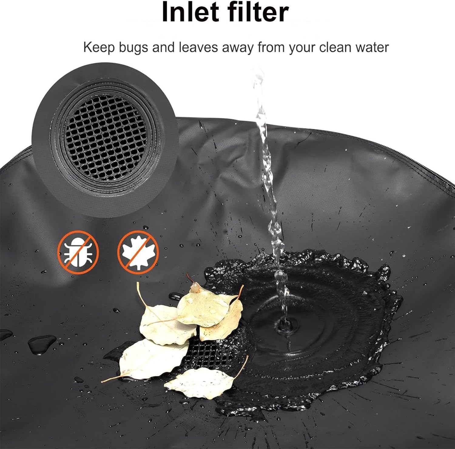 Rain Water Collection Barrel Portable Large Capacity Rain Barrel, Rain Water Storage Barrel with Filter Two Spigots and Overflow Kit for Watering Car Washing Gardening(Black,40 * 50cm)