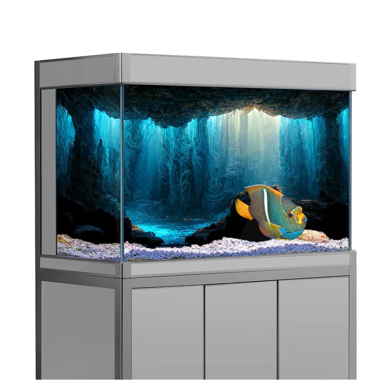 Fondo de Acuario Adhesivo for Fondo de Acuario, Papel Tapiz Piedra Cueva submarina, decoración pecera, póster Paisaje PVC para decoración de Acuario y pecera(60x120cm)