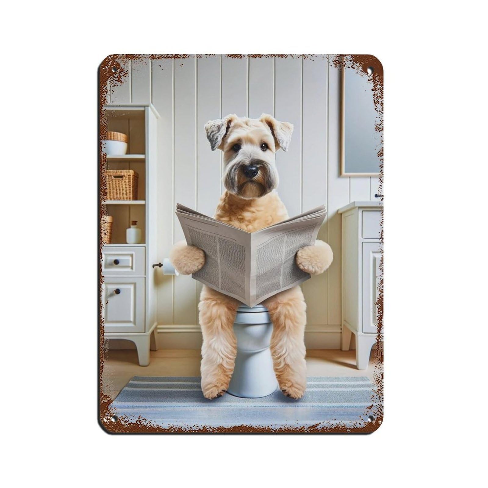 Wheaten Terrier, Funny Bathroom Decor Retro Poster Metal Tin Sign Chic Art Retro Iron Painting Bar People Cave Cafe Family Garage Poster Wall Decoration 12x16inch(30x40cm)