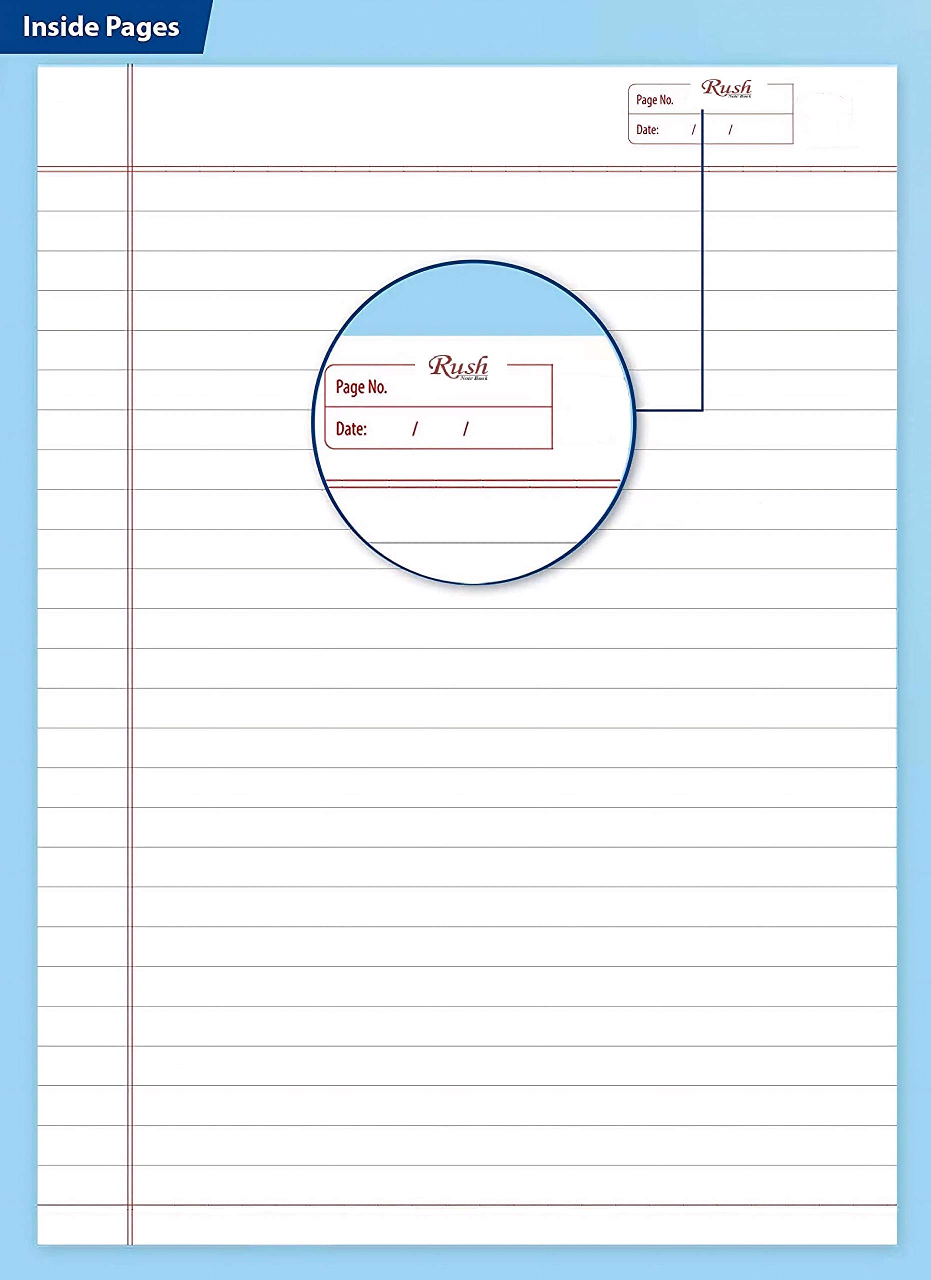 Rush - Quaderno a spirale a righe, 200 pagine, formato A4, confezione da 4, a righe