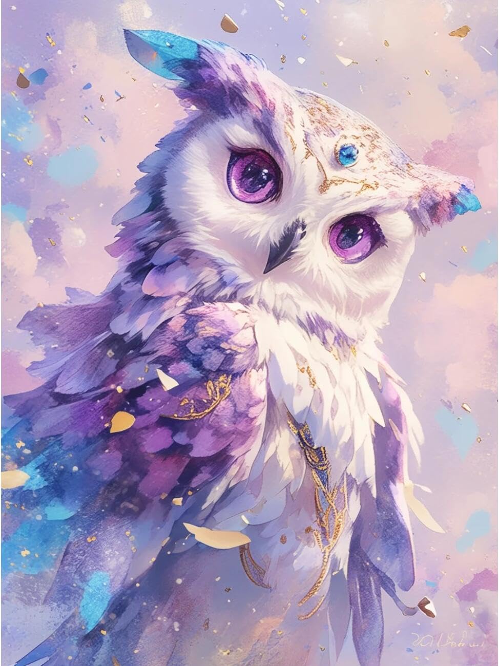 Henypt Cross Stitch Kit Cartoon Owl Animal DIY Needlepoint Set for Beginners The Elderly with Accessories Handmade DIY/Gifts 14CT 50x70cm