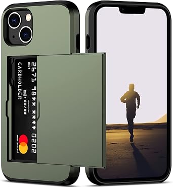 Nvollnoe for iPhone 13 Case with Card Holder Green