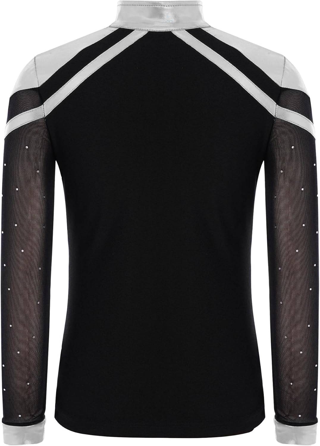 Kids Boys Figure Ice Skating Clothing Sets Sparkly Dance Outfit Rhinestone Top and Pants Training Suits Silver+Black 12 Years
