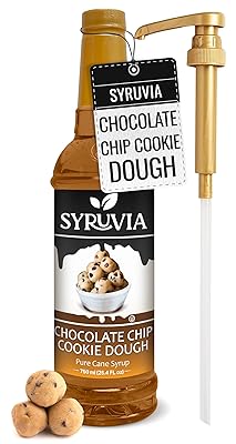 Syruvia Coffee Syrup, Chocolate Chip Cookie Dough Flavored Syrup for Drinks, Lattes, and Desserts 25.4 fl oz, With Pump