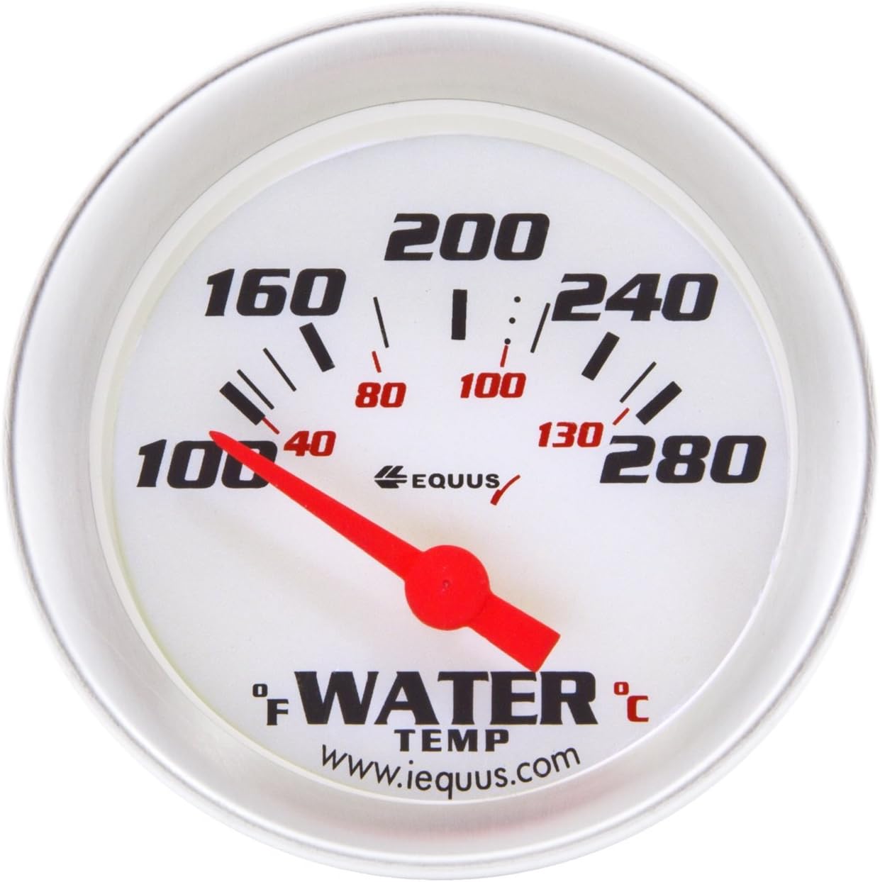 Equus 8162 1-1/2" Electric Water Temperature Gauge, White with Aluminum Bezel