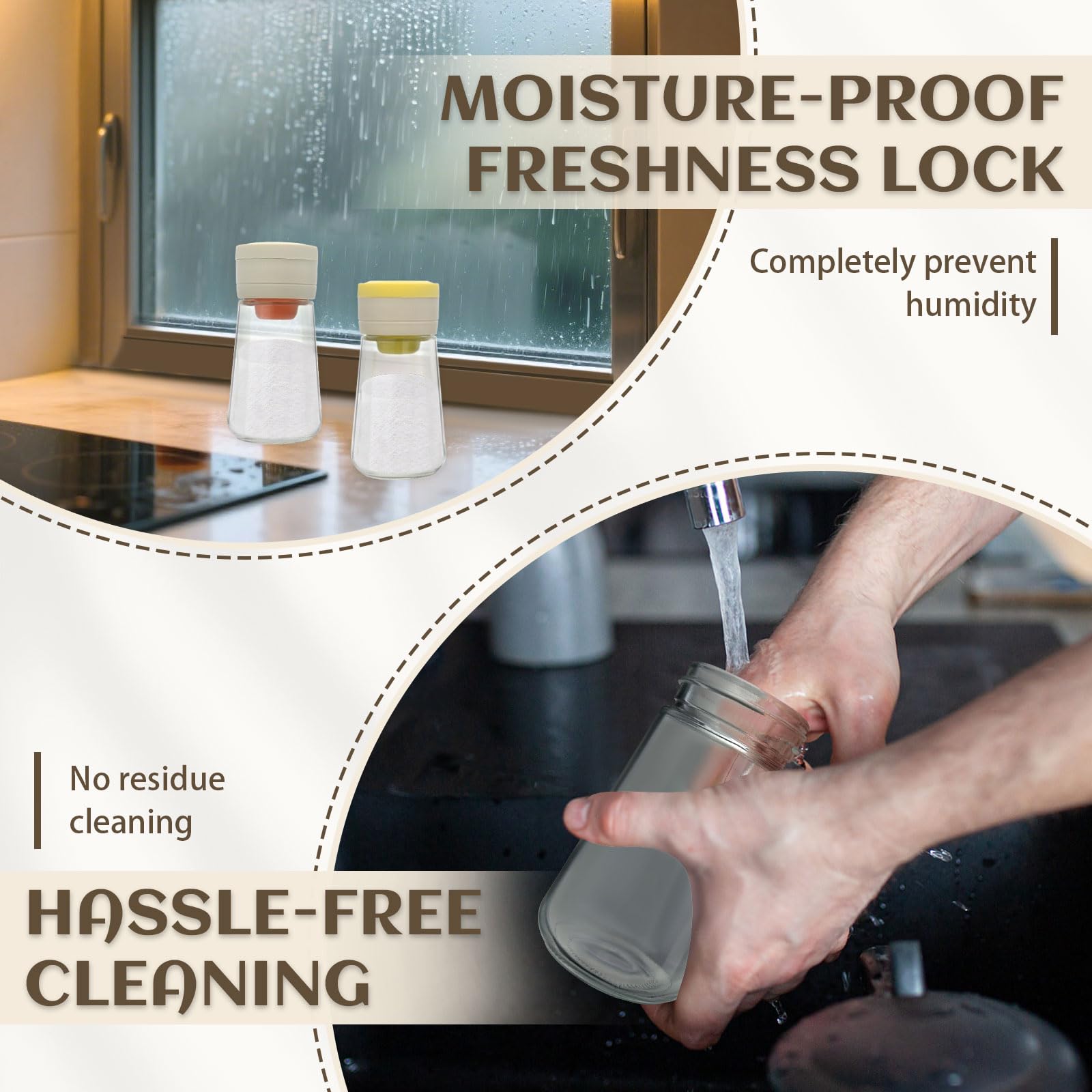 Lot de 2 salières et poivrières avec couvercle, quantitatif précis, 0,5 g, distributeur d'épices en verre résistant à l'humidité, bouteille d'assaisonnement, récipient de contrôle du sel de