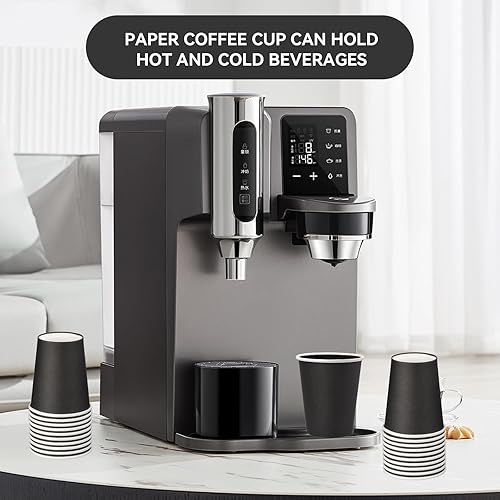 Miniatura 6 de 25 paquetes de vasos de papel desechables de 8 onzas, tazas de café de papel negro, tazas para bebidas calientesfrías, adecuados para oficinas,