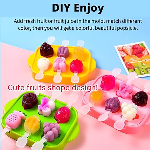 Miniatura 2 de Moldes de paletas de 6 piezas, moldes para paletas de hielo, molde de silicona sin BPA, para helados, pequeño, para congelador, hecho en casa, para