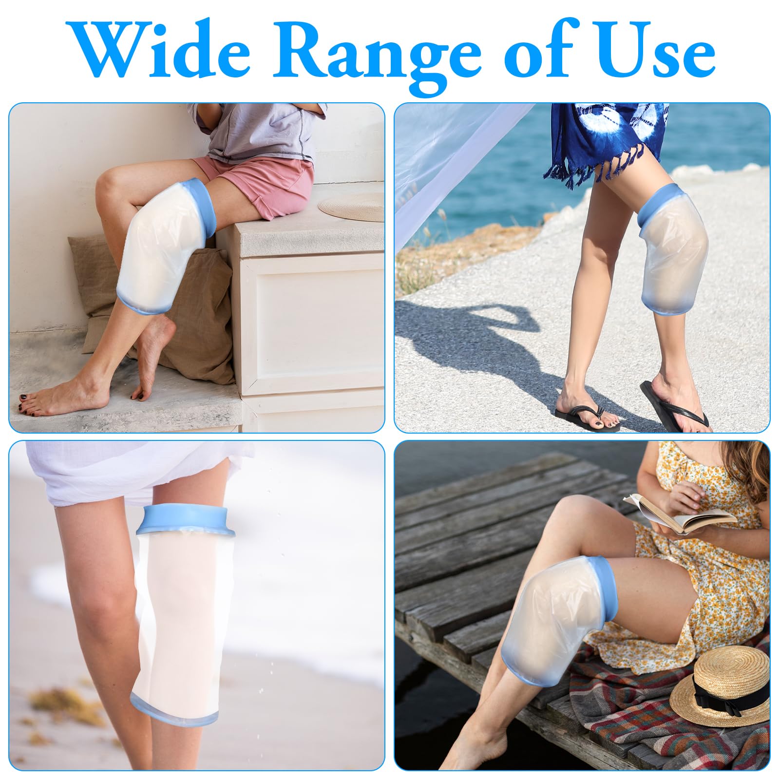 Blu Impermeabile Gesso Protezione Ginocchia, Protezione Gesso Impermeabile Gamba, Protezione Gamba Durante il bagno, Riutilizzabile, Benda, Protezione Doccia Piedi per Gambe rotte,