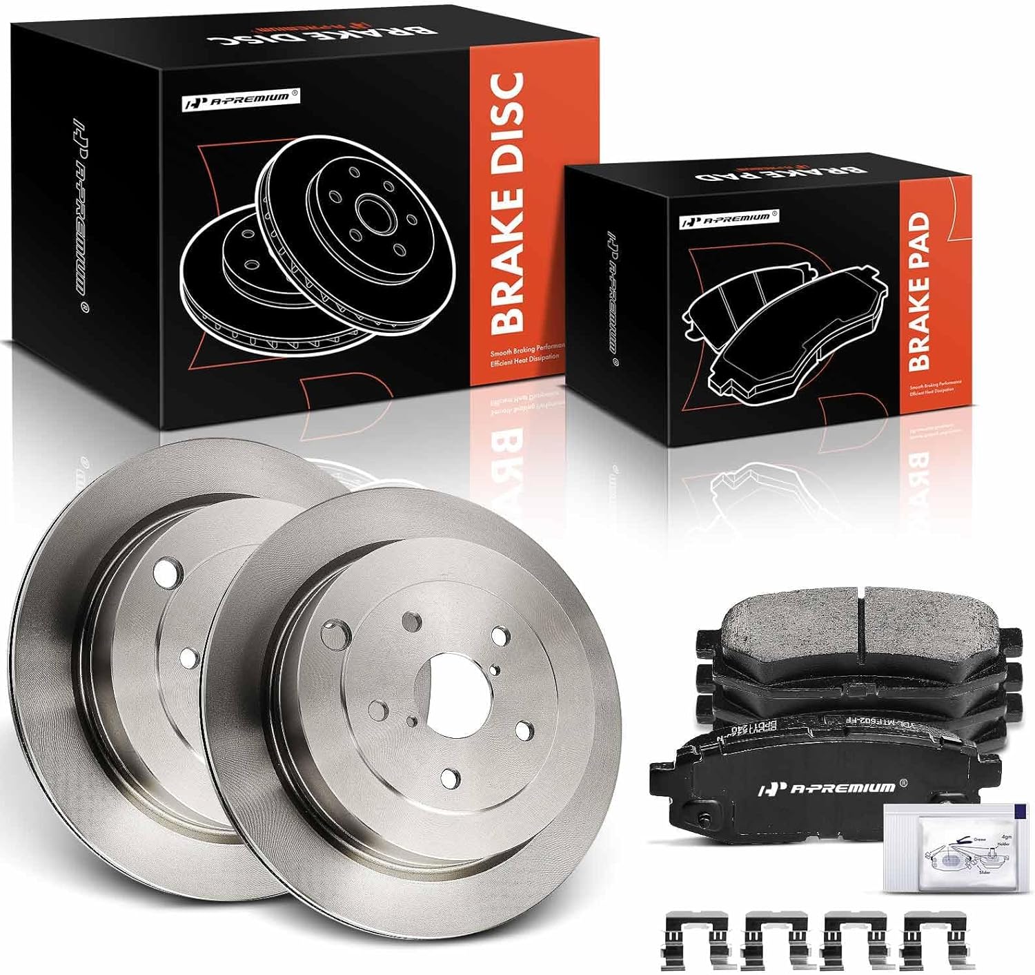A-Premium 12.60 in (320 mm) Rear Vented Disc Brake Rotors + Ceramic Pads Kit Compatible with Select Subaru Models - Tribeca 2008-2014, B9 Tribeca 2006-2007, 6-PC Set