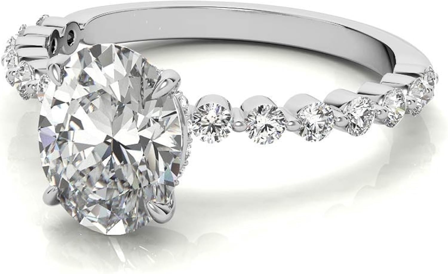 3.00 CT Oval Cut Moissanite Engagement Ring Hidden halo Diamond Wedding Ring For Women Unique Four Claw Prong Setting 925 Sterling Silver,Solid 10K/14K/18K Gold Ring