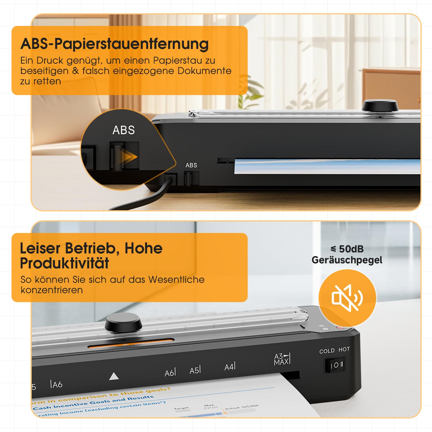 Cenova Laminiergerät A3, 4 in 1 Laminiergerät mit 10 Laminierfolien für A3/A4/A5/A6, Heiß und Kalt Laminiergerat Set mit Papierschneider und Eckrunde