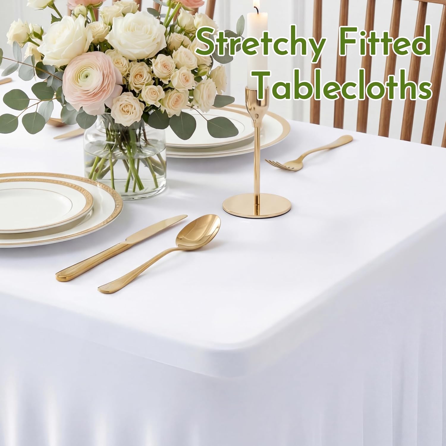 2 Pack White Spandex Tablecloth for 6FT Rectangle Tables, Table Skirt 30x72 Inch Stretch Table Cloths Elastic Fitted Tables Cover for Wedding Parties Birthday Banquet Baby Shower Events