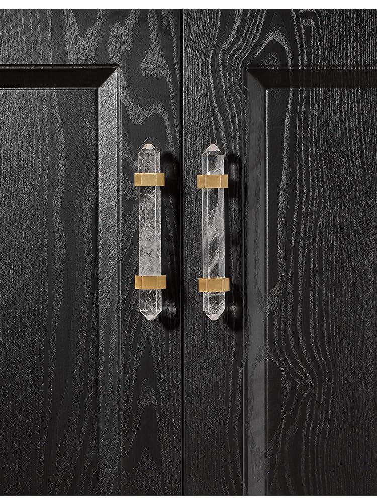 Kristall Schubladenknöpfe 2 Stück Einzel- Und Doppelloch Naturkristall-Schrank Kleiderschrank Schublade Messinggriff Rosenquarz Doppelloch 15 X 3 5 Cm