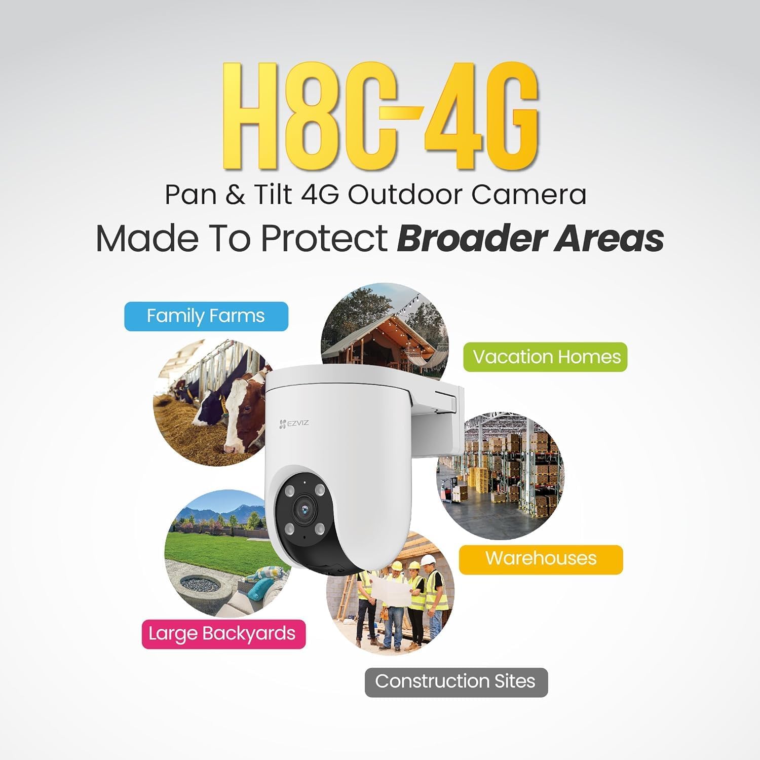 EZVIZ H8c 4G 2K Cámara de Seguridad WiFi para Exteriores Panorámica 350º Visión Nocturna