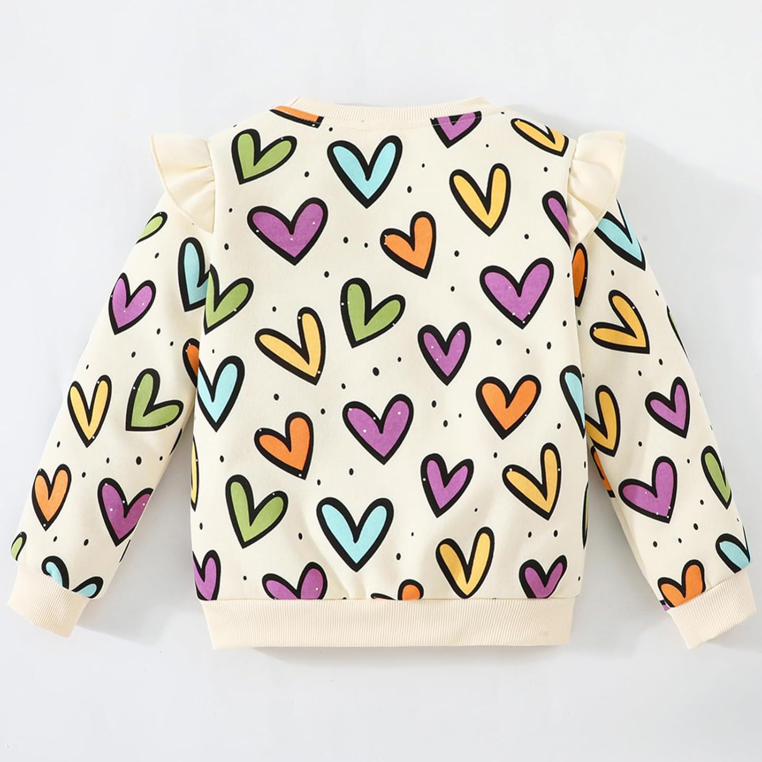 Toddler Girls Heart Sweatshirt Ruffle Long Sleeve Shirt Baby Valentine Outfits Pullover Tops 2-7 Years - Image 7