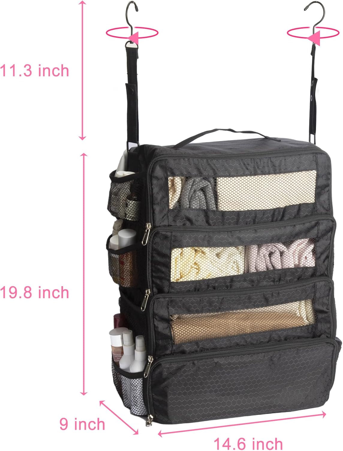 Hanging Travel Organizer, Carry-on Luggage Suitcase Organizer, Travel Essentials Portable Travel Shelves Packing Cube, Black,1 - Image 2