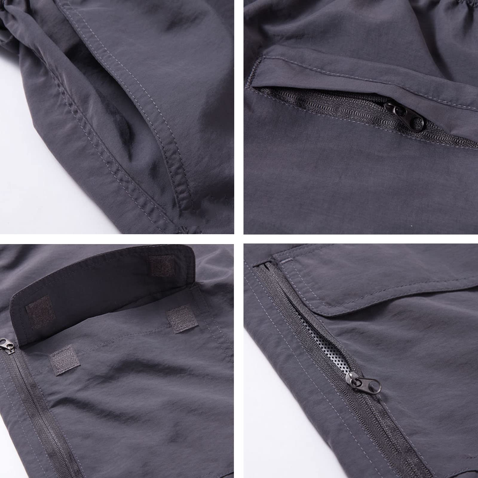 Hombre Pantalon de Senderismo Zip Off Pantalon Trekking Secado Rápido Pantalones Montaña(Size:L,Color:Caqui)