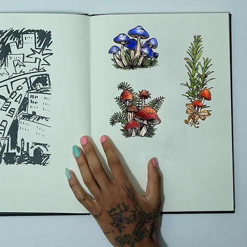 Miniatura 4 de GLOBLELAND Sellos transparentes de hongos retro de silicona, sellos temáticos de plantas para bricolaje, álbumes de recortes, diarios, tarjetas