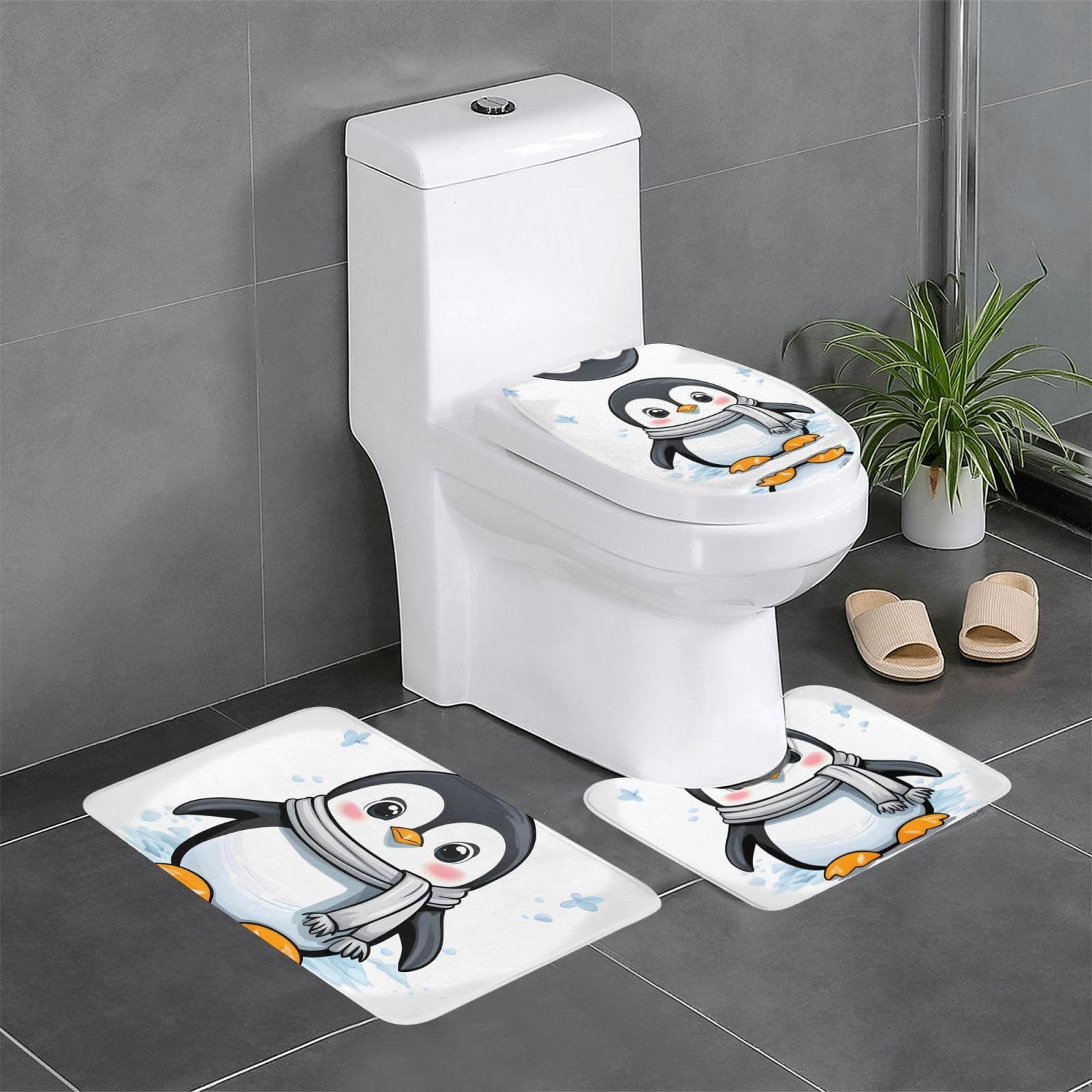 Tapis de salle de bain lot de 3 antidérapants pour toilette et baignoire
