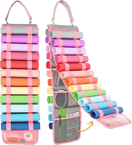 FINESUN Soporte para rollo de vinilo, 24 compartimentos, organizador de almacenamiento de vinilo, accesorios Cricut, organizador de manualidades de