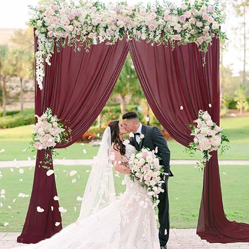 Cortinas de gasa transparentes de 10 x 8 pies, 2 paneles de tul para fotografía, cortinas de arco de boda, cortinas de tela de gasa, cortinas de