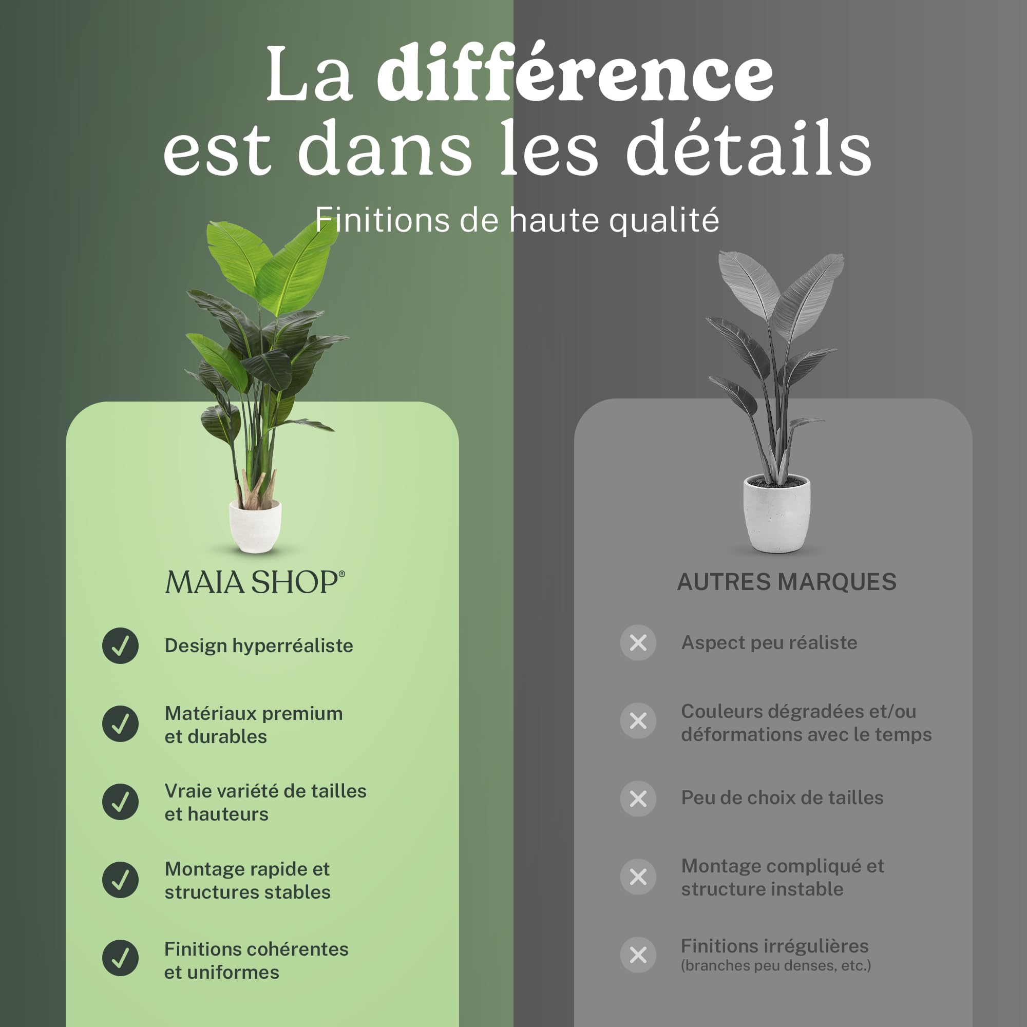 Maia Shop Oiseau de Paradis Artificiel 180 cm - Faux Arbre d'Intérieur