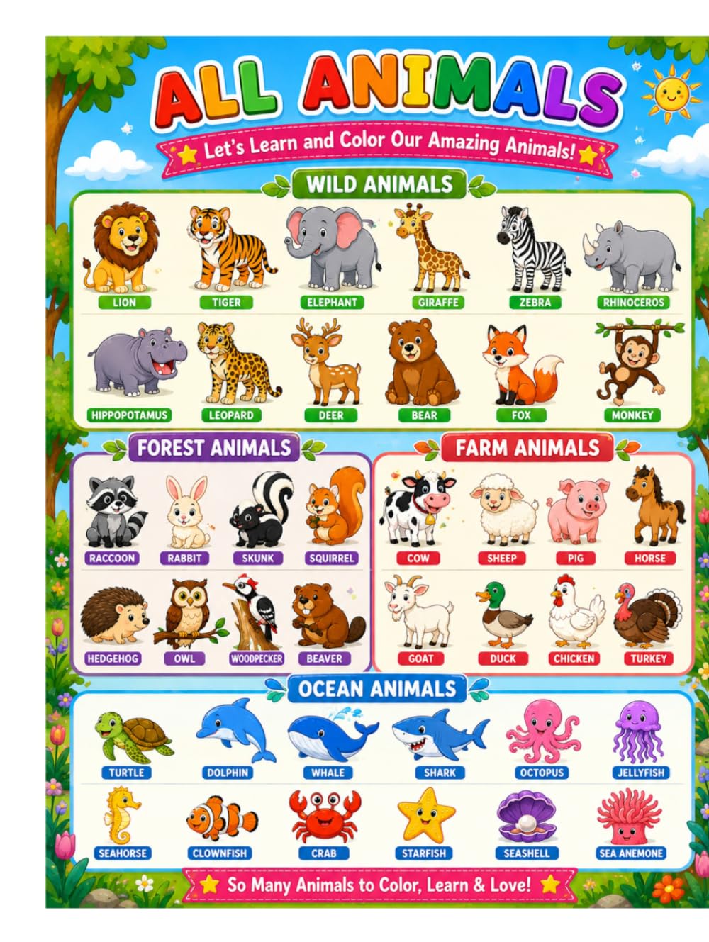Livre de coloriage animaux 112 pages idée cadeau anniversaire fille garçon