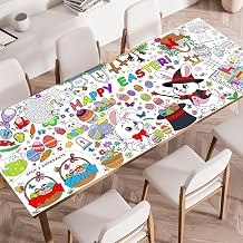 SPERINGEEN Easter Tablecloth Decorations, Easter Crafts for Kids, Essentials Coloring Games Activities Gifts Poster Banner Table Cover for Holiday Children Family School Party Decor
