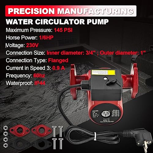 Miniatura 4 de UPS26-99SFC 230V 1/6Hp Bomba Circuladora Compatible con Bomba Recirculadora de 3 Velocidades Grundfos para Calefacción Radiante, Calefacción