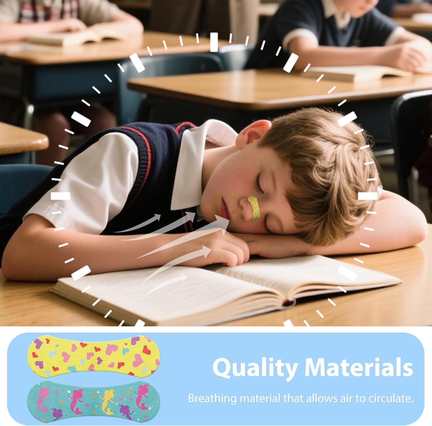 30 Pcs Kids Nasal Strips Kids Nose Strips 1.73 x 0.55'' Small Size Colorful Kid Breathing Strip Breathe Snoring Sleep Clips Kid Nose Tape Patch for Stop Snoring Children