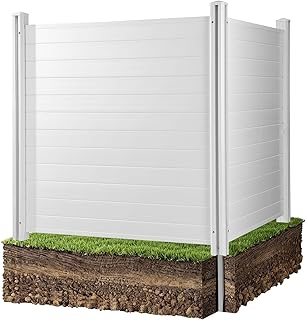 VEVOR Outdoor Privacy Screens, 50" W x 50" H Air Conditioner Fence, Pool Equipment Enclosure, Horizontal Vinyl Privacy Fence, Perfect to Enclose Trash Can and A/C Units (2-Panel)
