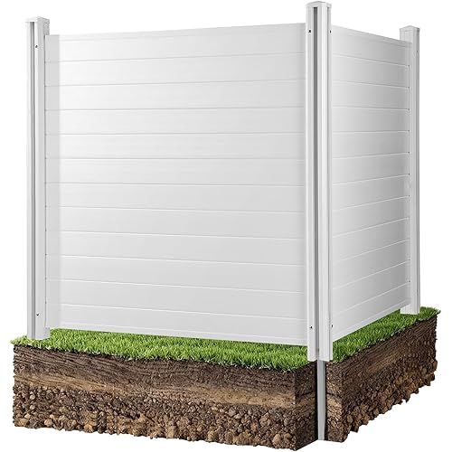 VEVOR Outdoor Privacy Screens, 50" W x 50" H Air Conditioner Fence, Pool Equipment Enclosure, Horizontal Vinyl Privacy Fence, Perfect to Enclose Trash Can and A/C Units (2-Panel)