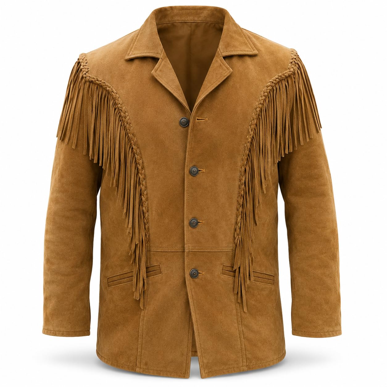 Western Cowboy Leather Fashion Jacket For Mens Fringe & Beaded Native American Coat